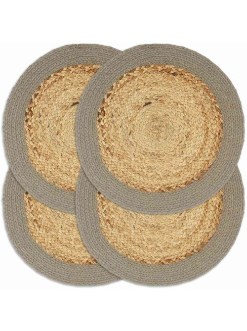 Set de 4 dessous de table en jute et coton tressés ronds - vidaxl - Kiabi