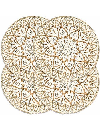 Set de 4 dessous de table en jute tressée ronde - vidaxl
