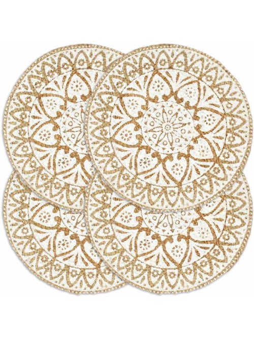 Set de 4 dessous de table en jute tressée ronde - vidaxl - Kiabi