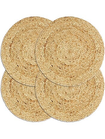 Set de 4 dessous de table en jute tressée ronds - vidaxl