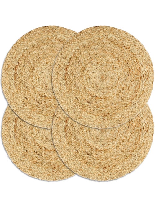 Set de 4 dessous de table en jute tressée ronds - vidaxl - Kiabi