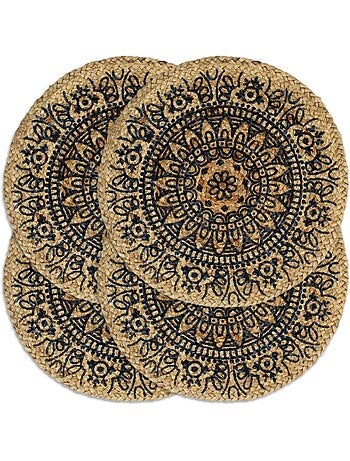 Set de 4 dessous de table en jute tressée ronds - vidaxl