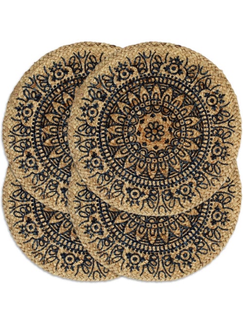 Set de 4 dessous de table en jute tressée ronds - vidaxl - Kiabi