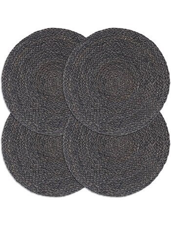 Set de 4 dessous de table en jute tressée ronds - vidaxl