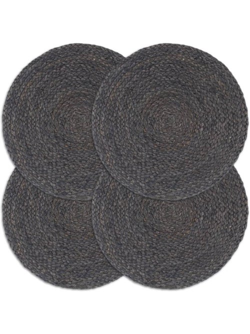 Set de 4 dessous de table en jute tressée ronds - vidaxl - Kiabi
