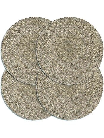 Set de 4 dessous de table en jute tressée ronds - vidaxl