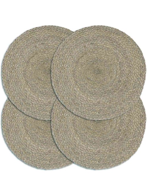 Set de 4 dessous de table en jute tressée ronds - vidaxl - Kiabi