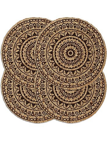 Set de 4 dessous de table en jute tressée ronds - vidaxl