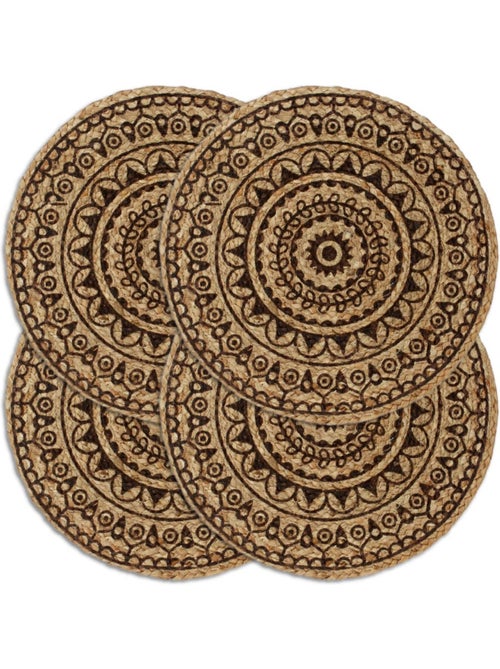 Set de 4 dessous de table en jute tressée ronds - vidaxl - Kiabi