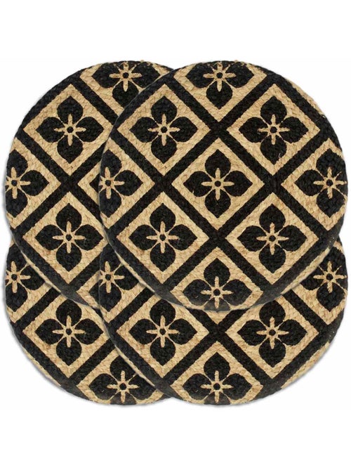 Set de 4 dessous de table en jute tressée ronds - vidaxl - Kiabi