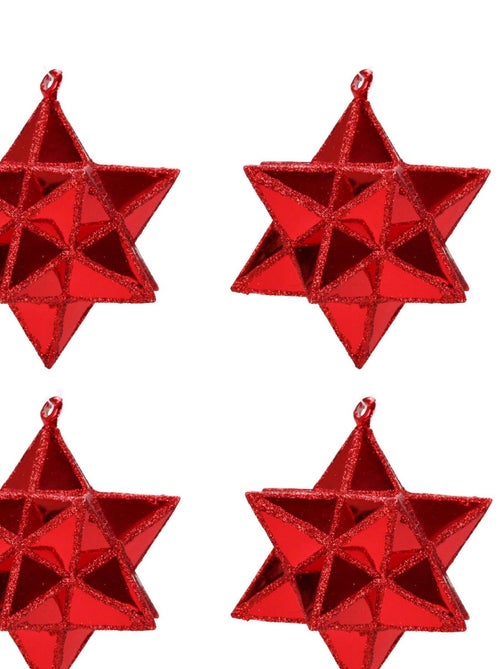 Set de 4 etoiles de noel rouge - Kiabi