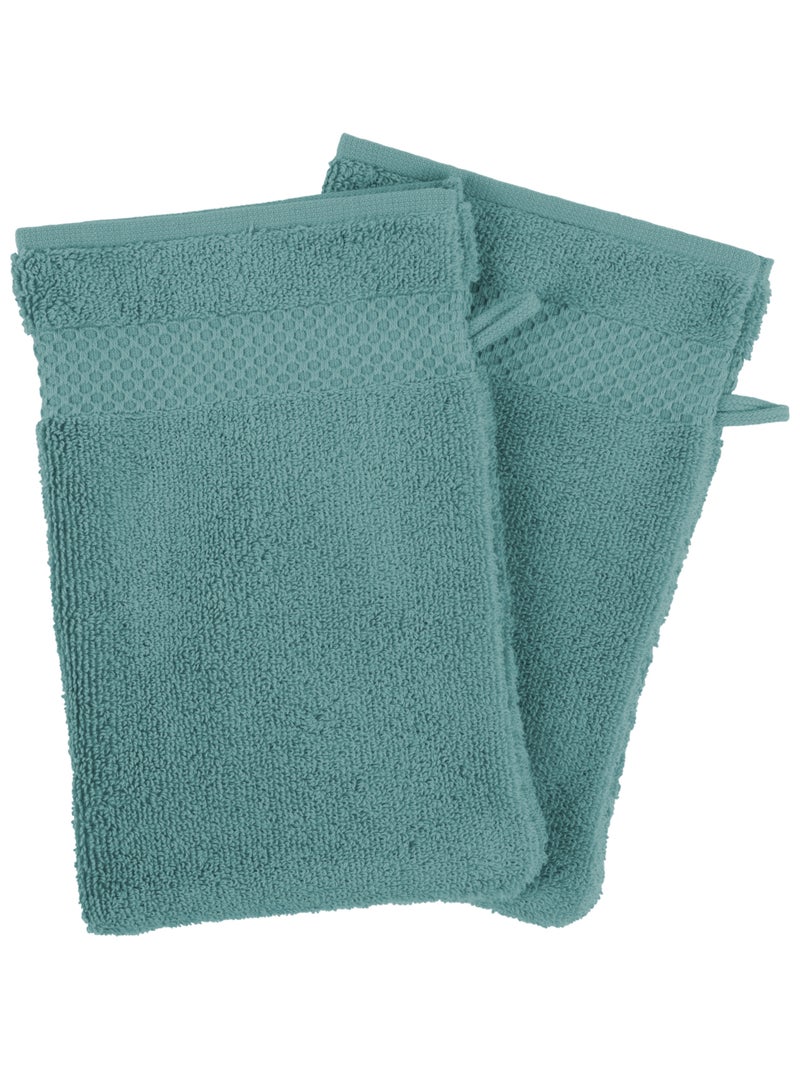 Set de 4 gants de toilette en coton Mirmande Bleu - Kiabi