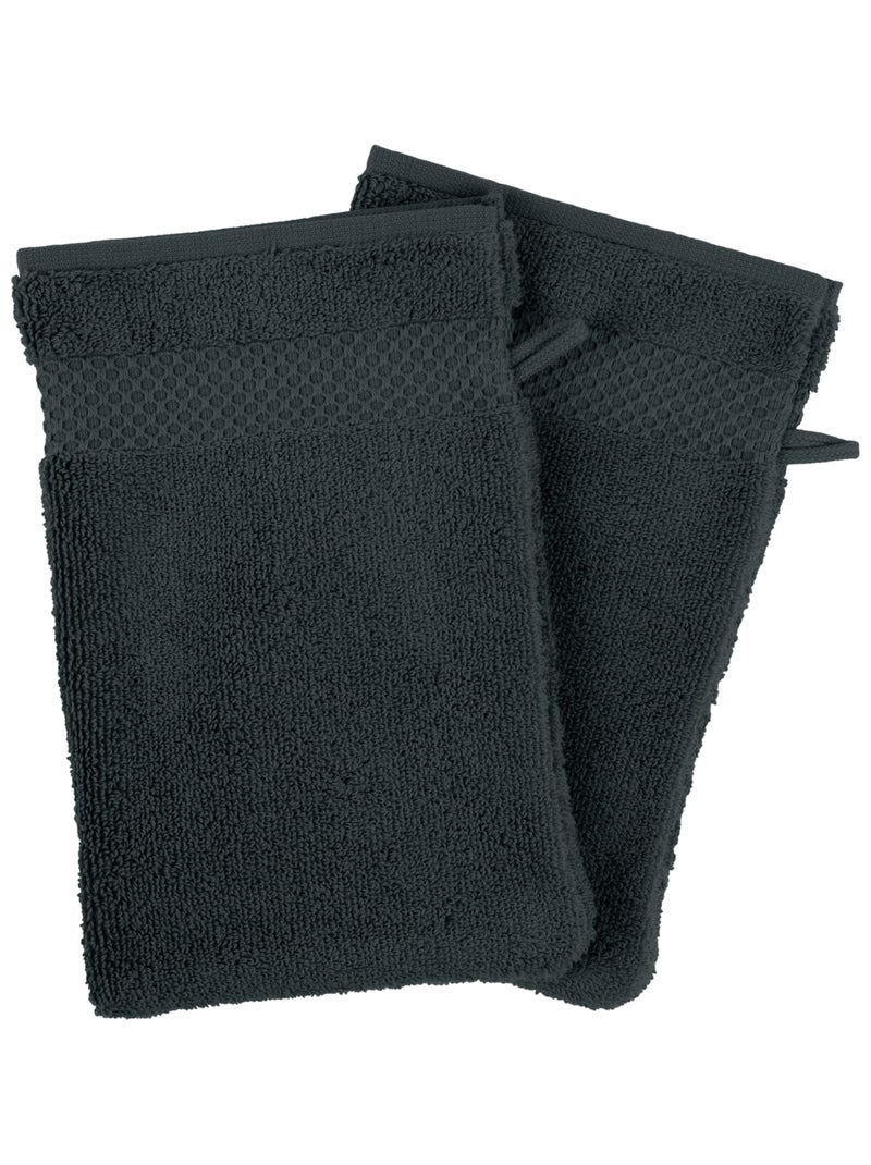 Set de 4 gants de toilette en coton Mirmande gris anthracite - Kiabi