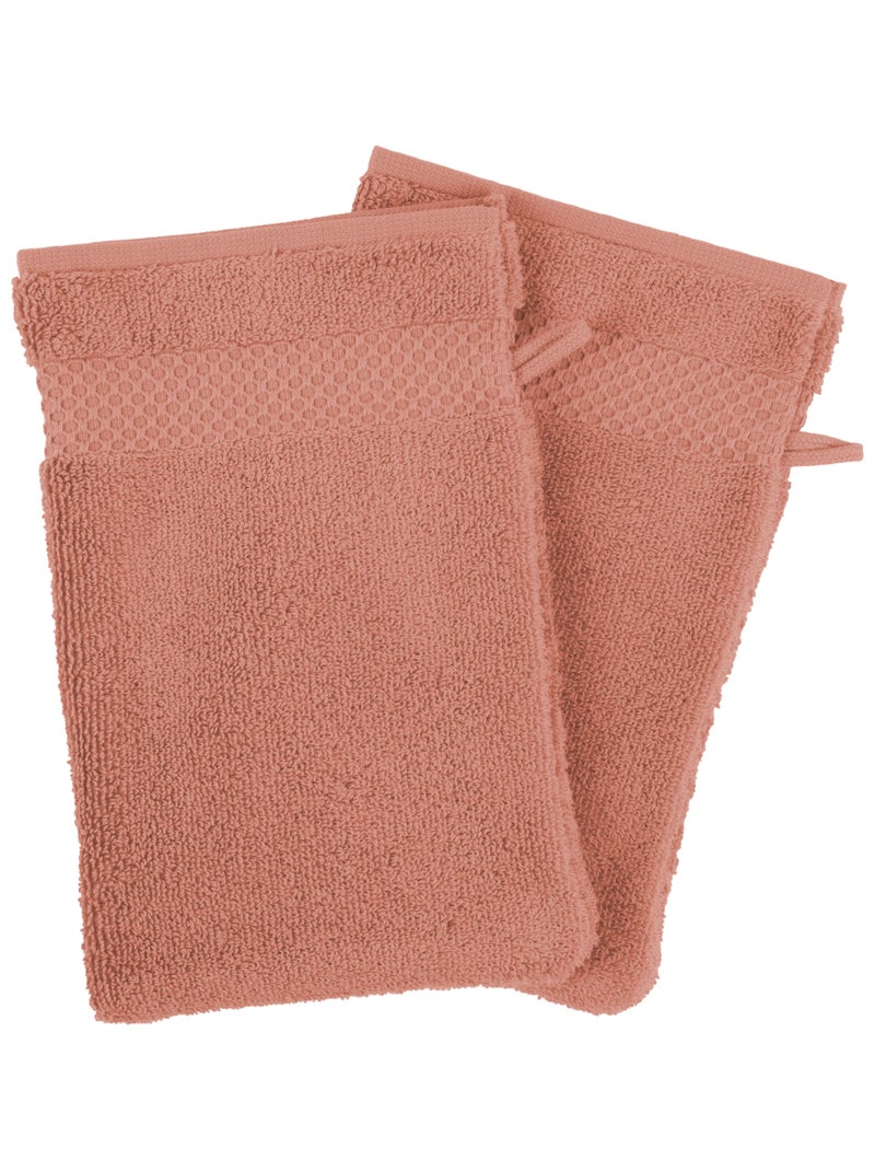 Set de 4 gants de toilette en coton Mirmande Rose - Kiabi