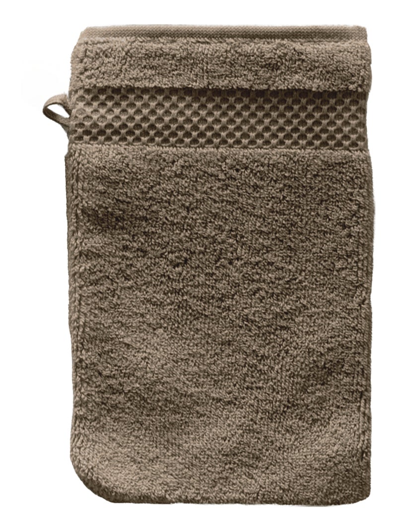 Set de 4 gants de toilette en coton Mirmande Taupe - Kiabi