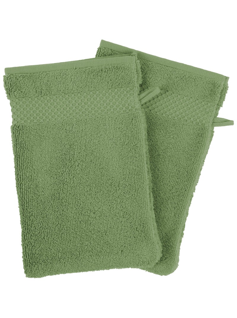 Set de 4 gants de toilette en coton Mirmande Vert - Kiabi