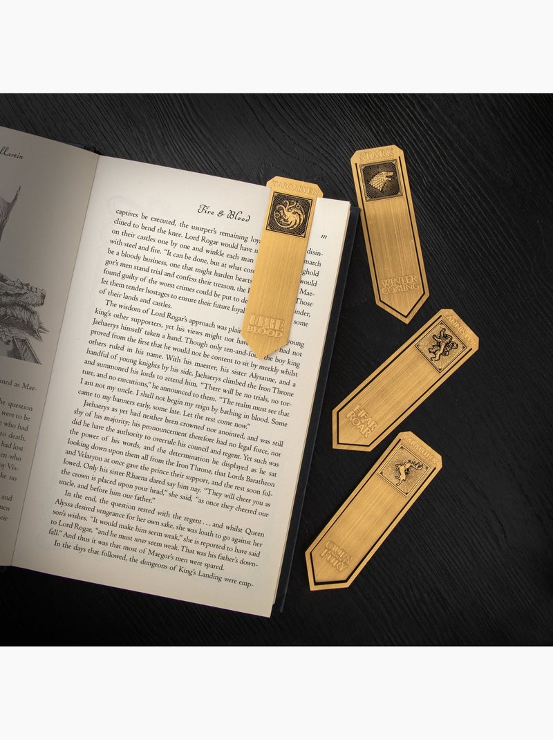 Set de 4 Marque-pages en métal Stark, Lannister, Baratheon et Targaryen - Game of Thrones Doré - Kiabi
