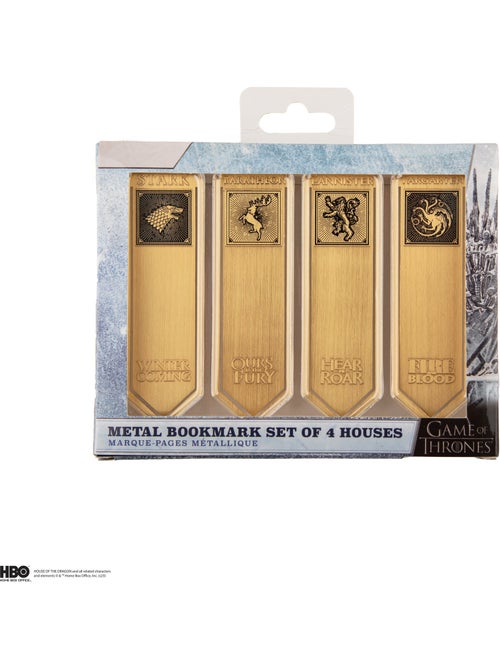 Set de 4 Marque-pages en métal Stark, Lannister, Baratheon et Targaryen - Game of Thrones - Kiabi