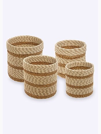 Set de 4 paniers rayures tressées - Atmosphera