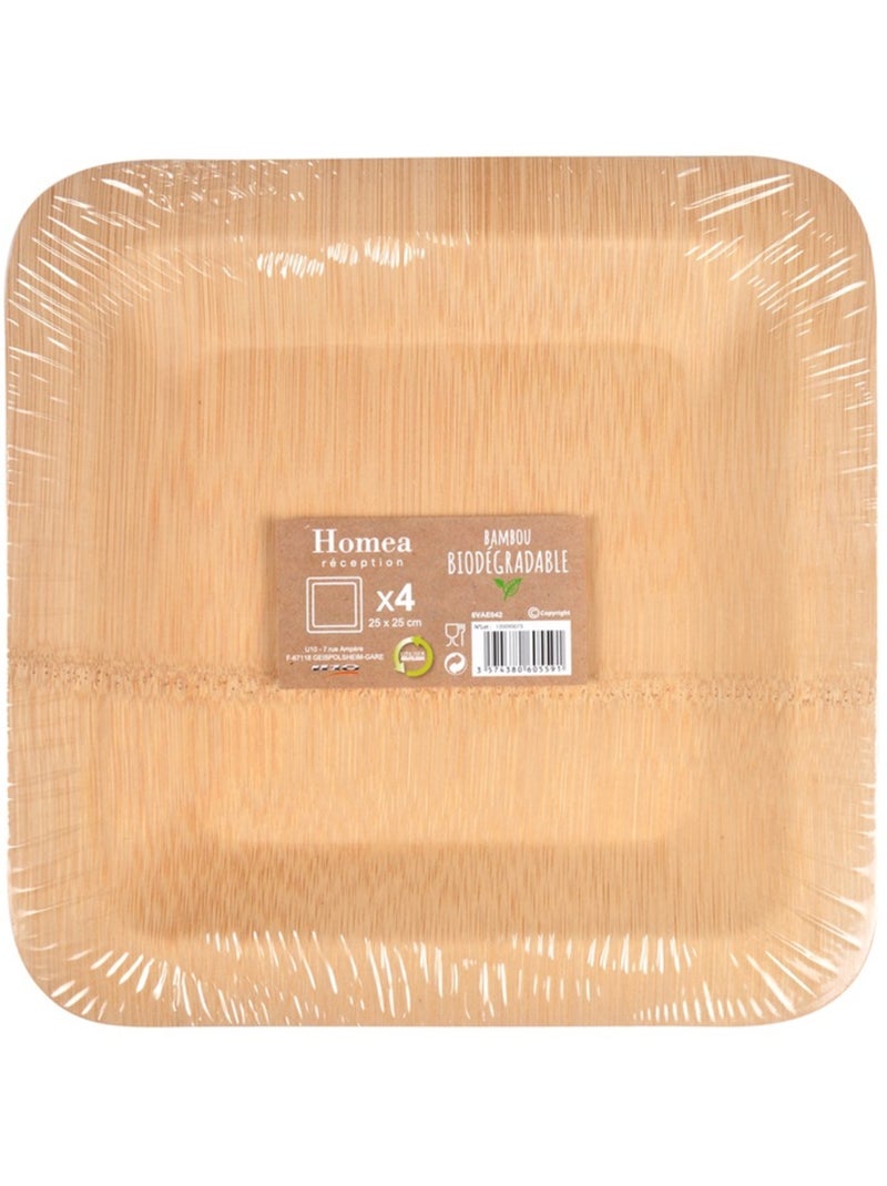 Set de 4 plateaux bambou eco responsable Multicolore - Kiabi