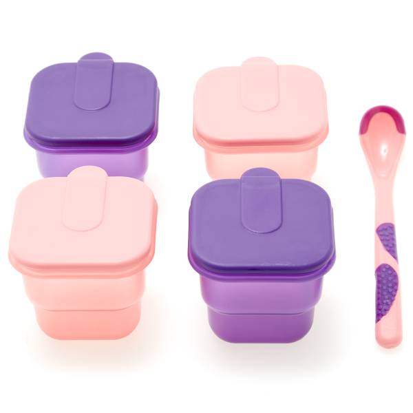 Set De 4 Pots Cuillere Bebe Bebe Garcon Violet Vert Kiabi 5 00