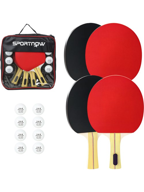Set de 4 raquettes de tennis de table ping-pong avec 8 balles et sacoche - Kiabi