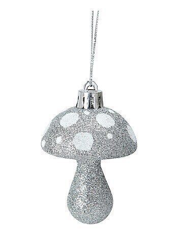 Set de 4 suspensions champignon de noel argent