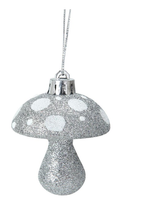 Set de 4 suspensions champignon de noel argent - Kiabi