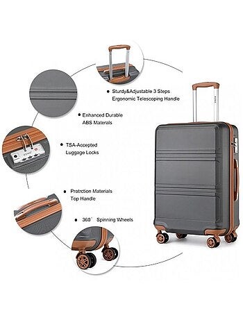 Set de 4 valises - 28+51.5+65+74 cm rigide 4 roulettes serrure tsa - kono