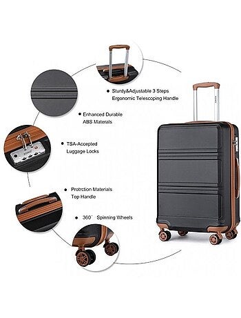 Set de 4 valises - 28+51.5+65+74 cm rigide 4 roulettes serrure tsa - kono