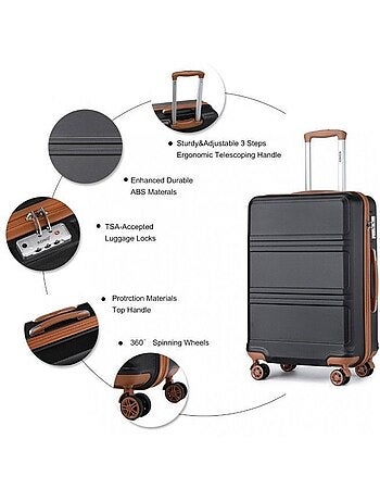 Set de 4 valises - 28/51.5/65/75 cm 4 roulettes serrure tsa - kono