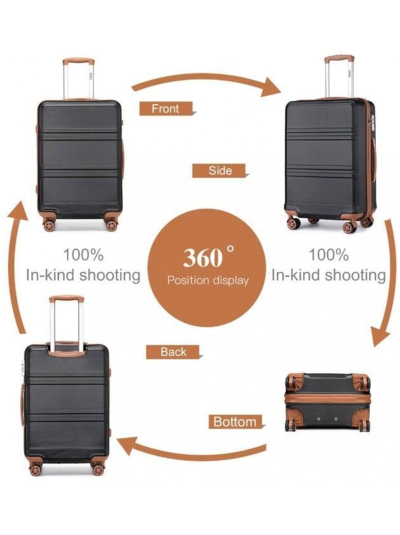 Set de 4 valises - 28/51.5/65/75 cm 4 roulettes serrure tsa - kono Noir - Kiabi