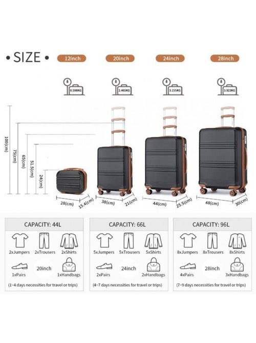 Set de 4 valises - 28/51.5/65/75 cm 4 roulettes serrure tsa - kono - Kiabi Set de 4 valises - 28/51.5/65/75 cm 4 roulettes serrure tsa - kono - Kiabi