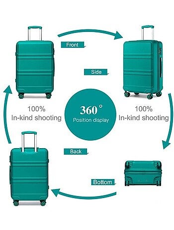 Set de 4 valises - 28/51/65/75 cm rigide 4 roulettes serrure tsa - kono