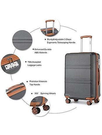 Set de 4 valises - 28/51/65/75 cm rigide 4 roulettes serrure tsa - kono