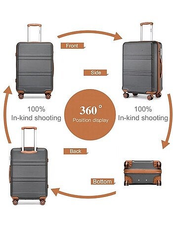 Set de 4 valises - 28/51/65/75 cm rigide 4 roulettes serrure tsa - kono