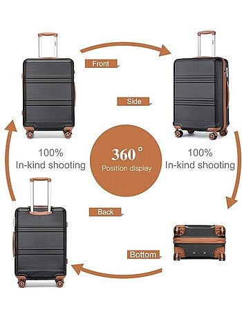 Set de 4 valises - 28/51/65/75 cm rigide 4 roulettes serrure tsa - kono