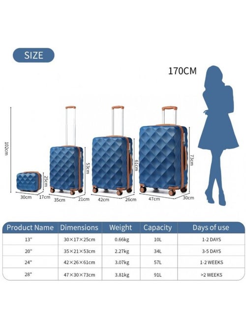Set de 4 valises - 30/53/61/73 cm, rigide, 4 roues, serrure tsa - british traveller - Kiabi