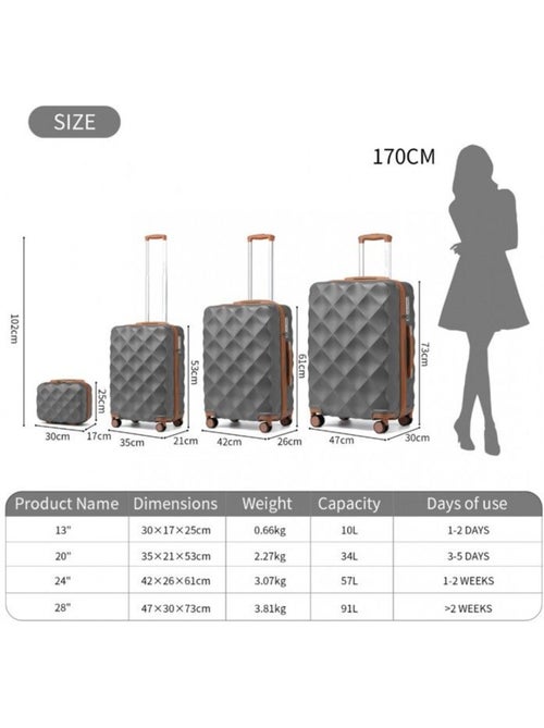 Set de 4 valises - 30/53/61/73 cm rigide 4 roulettes serrure tsa - british traveller - Kiabi Set de 4 valises - 30/53/61/73 cm rigide 4 roulettes serrure tsa - british traveller - Kiabi