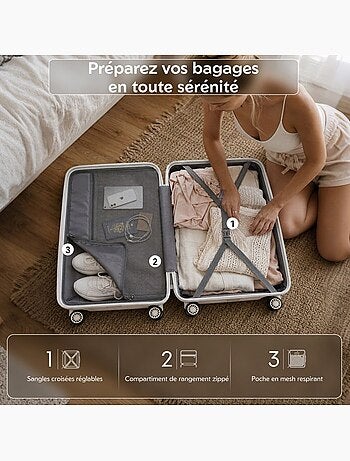 Set de 4 valises - 34/55/66/76 cm rigide serrure tsa - kono