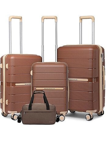 Set de 4 valises - 35x20x20 cm, rigide polypropylène (pp), 4 roues, serrure tsa - british traveller