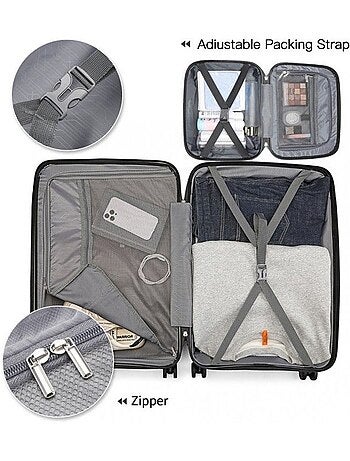 Set de 4 valises - 36/55/67/76 cm, rigide polypropylène (pp), 4 roues - british traveller