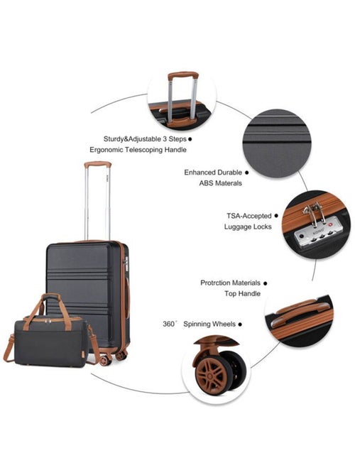 Set de 4 valises - 51.5/65/74 cm abs+pc 4 roulettes serrure tsa - kono - Kiabi