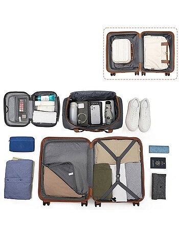 Set de 4 valises - 51.5/65/75 cm abs 4 roulettes serrure tsa - kono