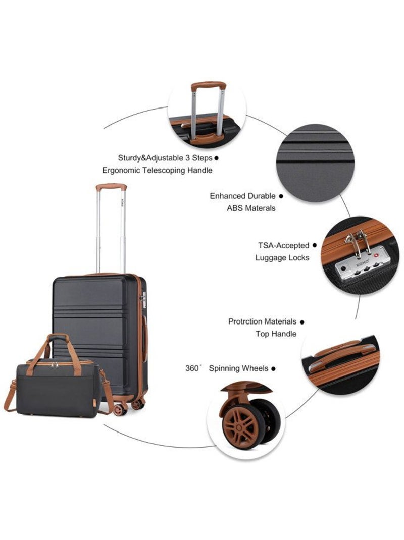 Set de 4 valises - 51.5/65/75 cm abs 4 roulettes serrure tsa - kono Noir - Kiabi