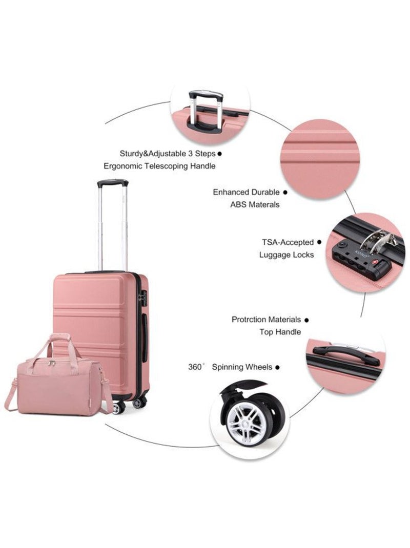 Set de 4 valises - 51.5/65/75 cm abs 4 roulettes serrure tsa - kono Rose - Kiabi