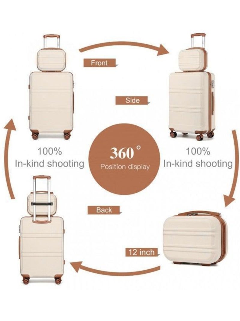 Set de 4 valises - 51.5x38x21 cm abs serrure tsa - kono Beige - Kiabi