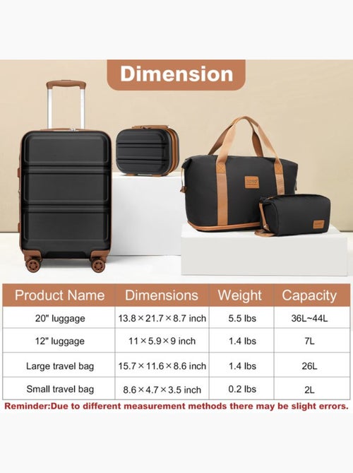 Set de 4 valises - 51.5x38x21 cm abs serrure tsa - kono - Kiabi Set de 4 valises - 51.5x38x21 cm abs serrure tsa - kono - Kiabi