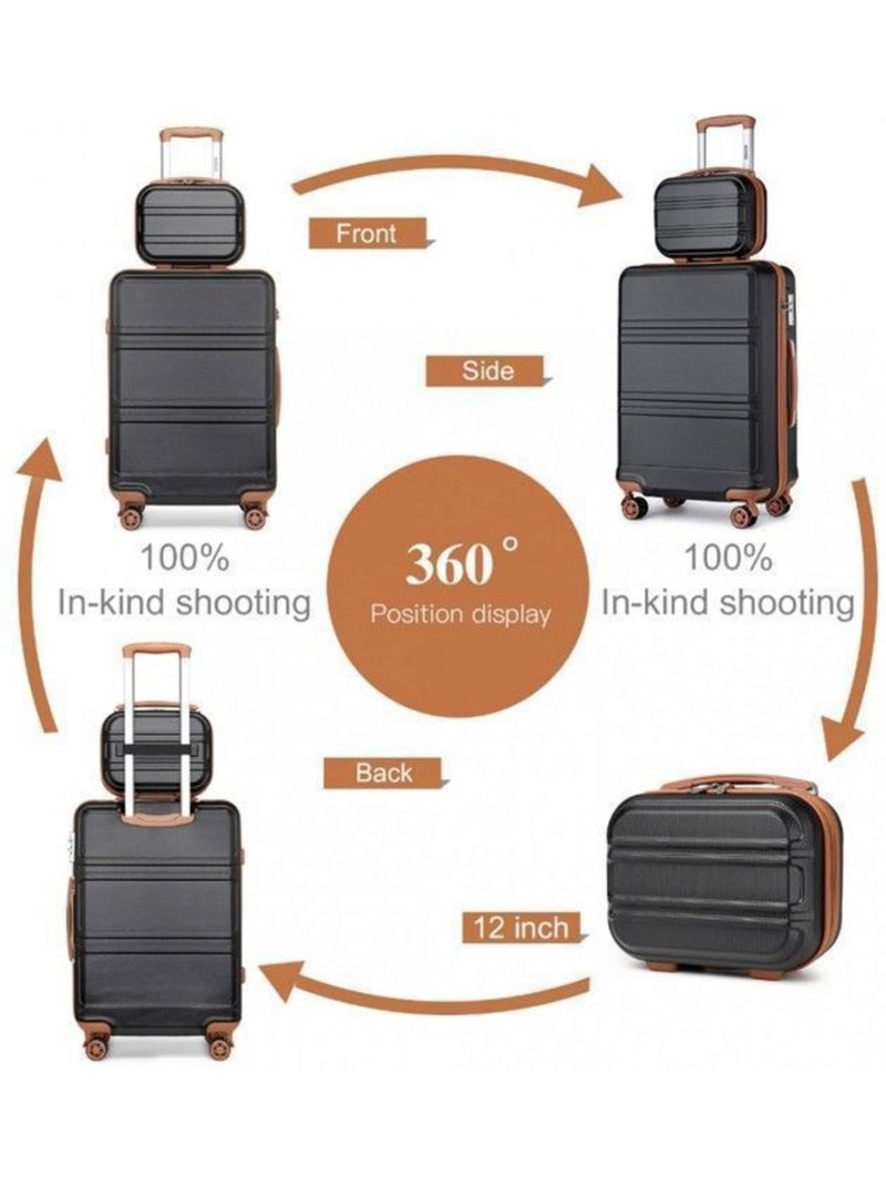 Set de 4 valises - 51.5x38x21 cm abs serrure tsa - kono Noir - Kiabi