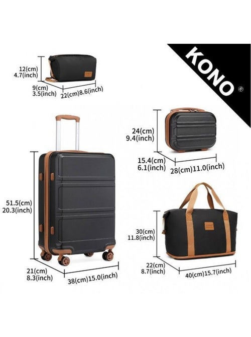 Set de 4 valises - 51.5x38x21 cm abs serrure tsa - kono - Kiabi Set de 4 valises - 51.5x38x21 cm abs serrure tsa - kono - Kiabi
